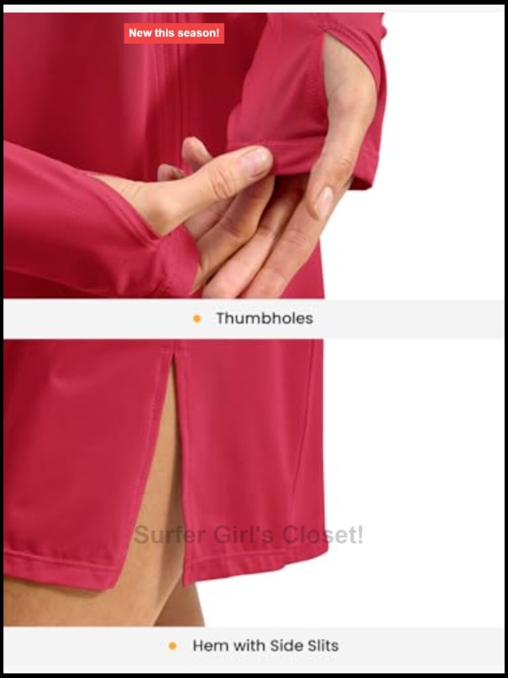 UPF50+ Long Sleeve Swim Cover Up Quick Dry Zip Hooded Beach Shirt - Picture 6 of 7